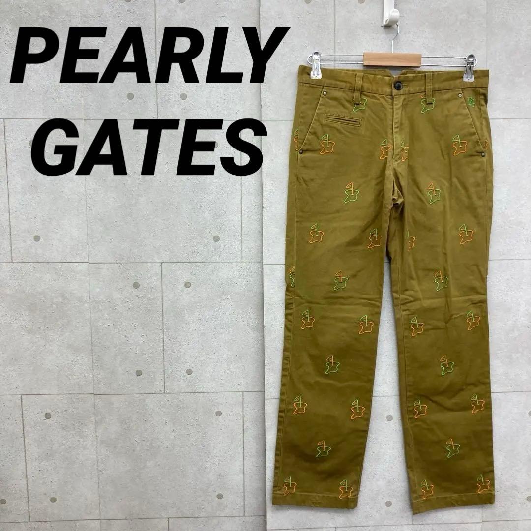 PEARLY GATES ゴルフパンツ 刺繍 サイズ4 カーキ ストレッチ