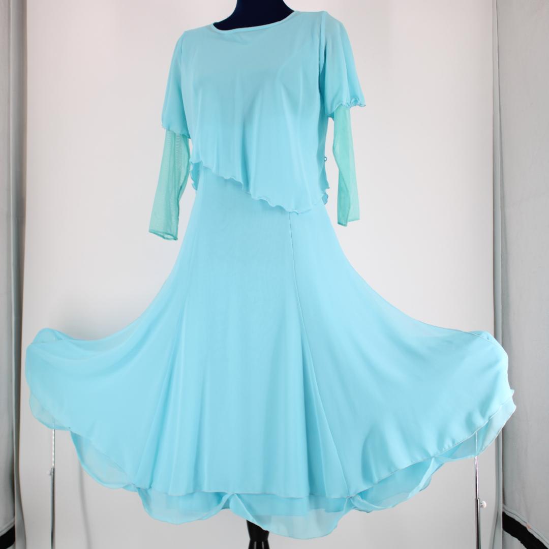 【日本製 社交ダンス衣装】スカイブルー CHACOTT ワンピース ドレス