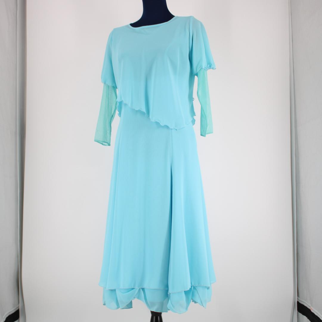 【日本製 社交ダンス衣装】スカイブルー CHACOTT ワンピース ドレス