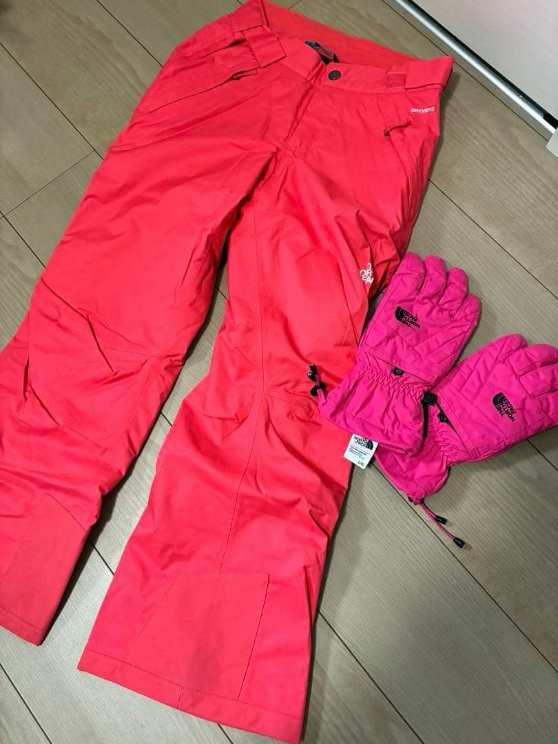 ノースフェイス　スノーパンツ　手袋　ピンク　キッズ