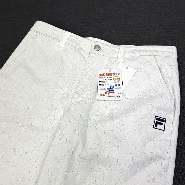 新品 フィラ ゴルフ 上下セット 高周波キルト ３層ボンディング カモ柄 白 L