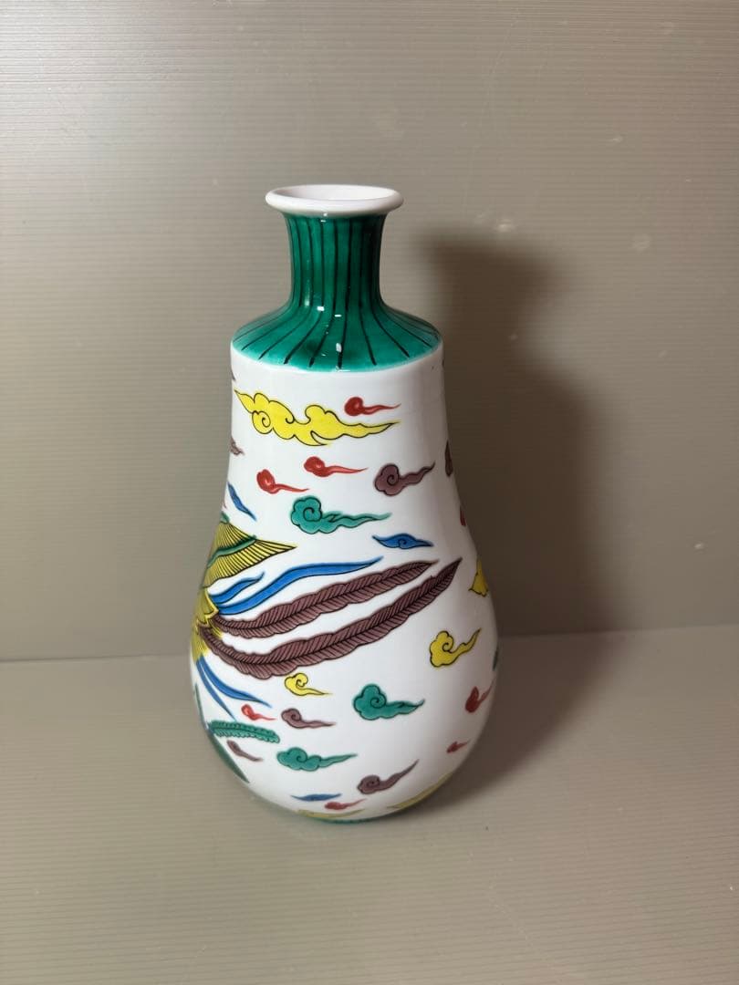 2857 九谷焼　雲鳥文　花瓶