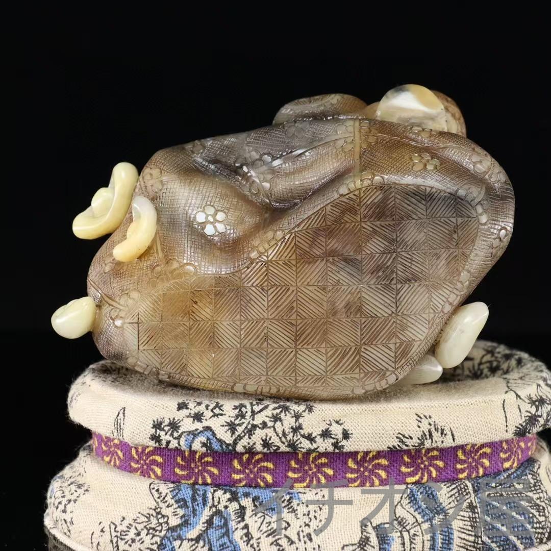 中国古美術 寿山石白芙蓉石 招財進宝人物彫刻置物 全身描花彩色 手彫細工 開運