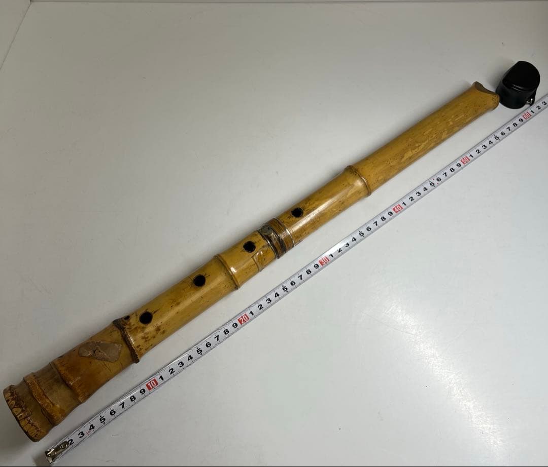 鳳舟在銘　銀三線尺八　長さ約58㎝　東Y7-1218①