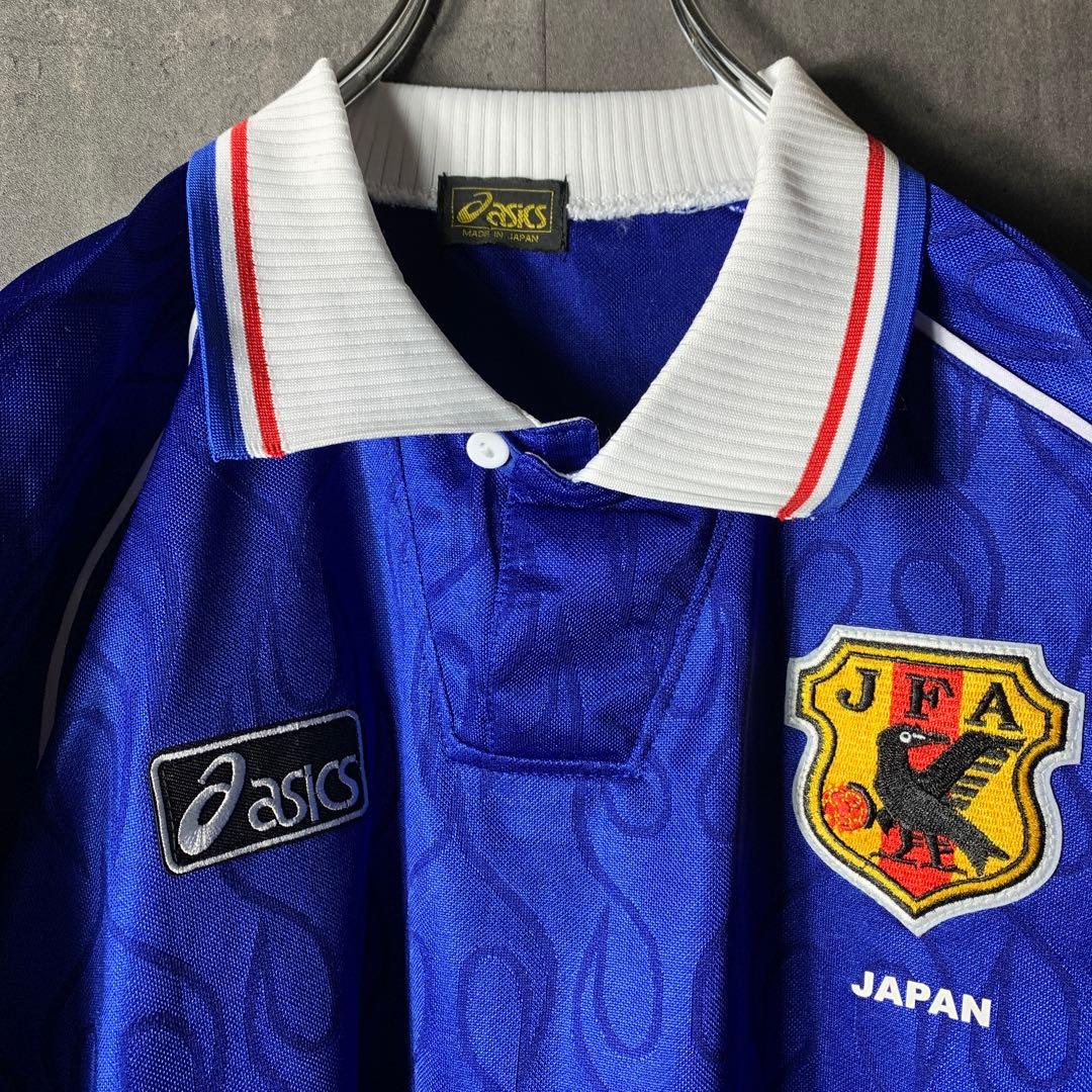 98年 サッカー 日本代表 ホーム 長袖 XL 炎 フランスW杯 ゲームシャツ