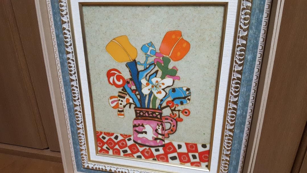 【未使用】マーブルアート　「 花 Ⅰ 」 F6　額装品