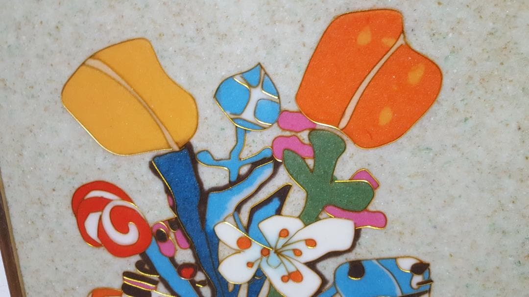 【未使用】マーブルアート　「 花 Ⅰ 」 F6　額装品