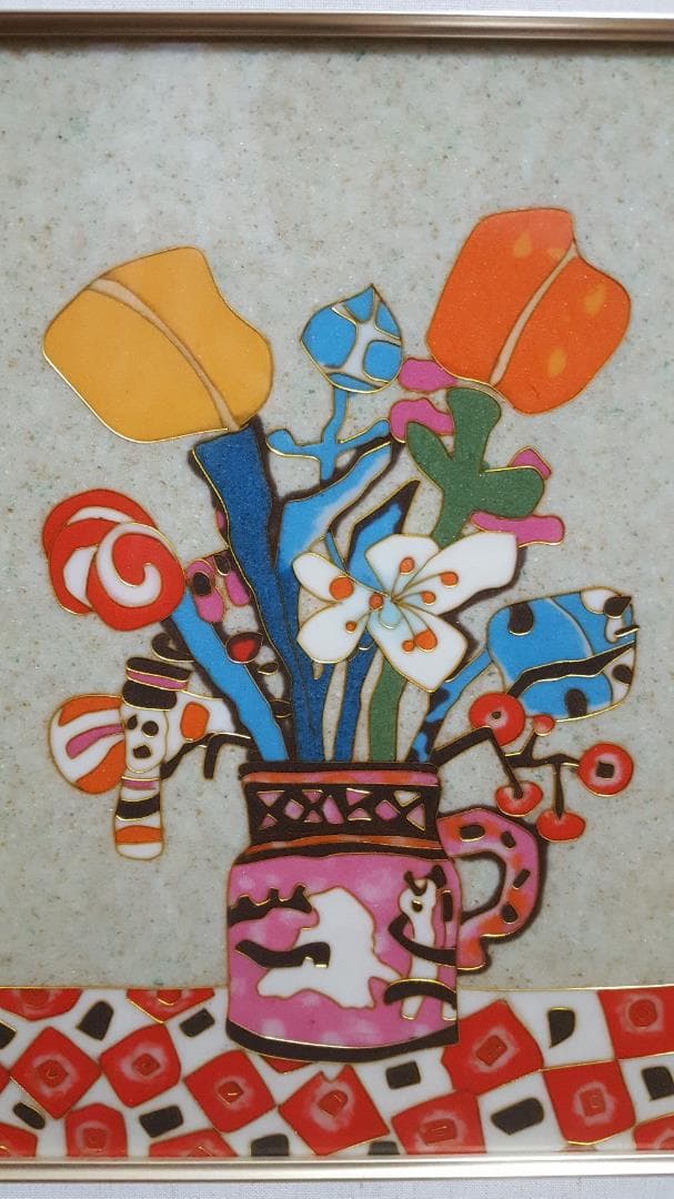 【未使用】マーブルアート　「 花 Ⅰ 」 F6　額装品