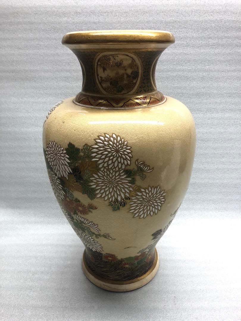 薩摩焼　磯焼　金彩　色絵　飾壺　古美術