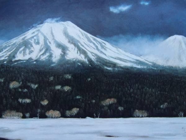 相原求一朗、【水ぬるむ　雌阿寒岳】、希少・大判豪華画集画、新品高級額・額装付