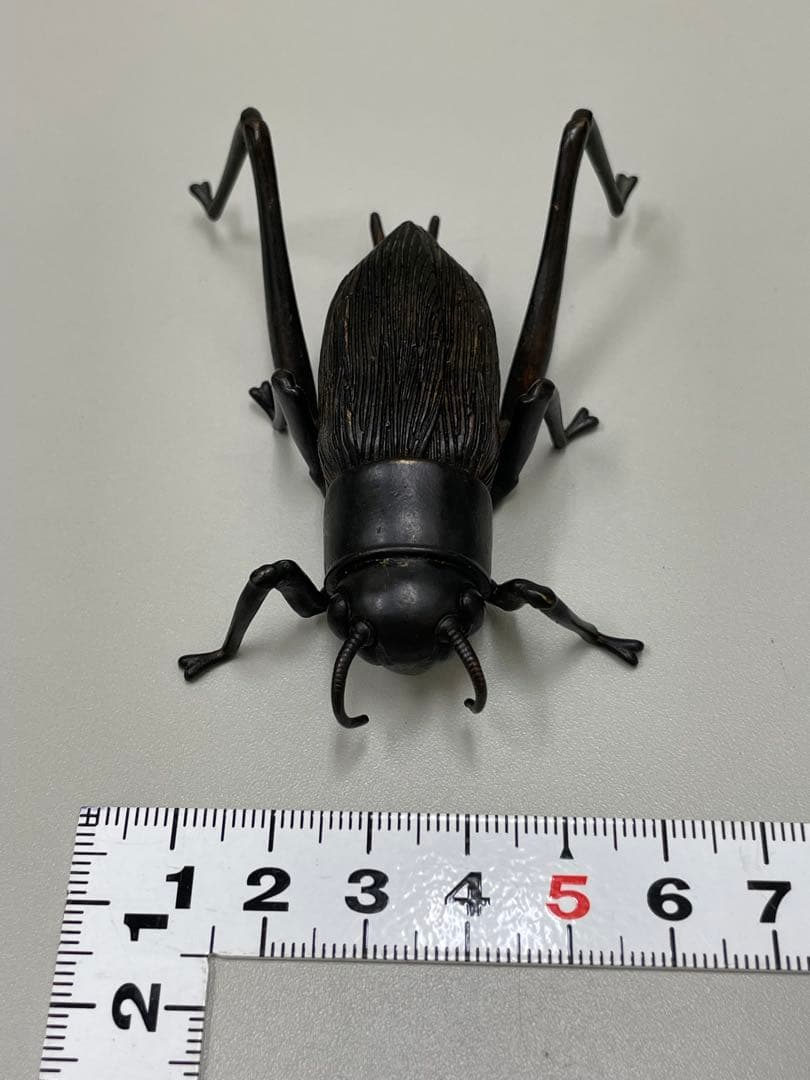龍文堂　安の介　銅製自在蟋蟀　7cm 古物