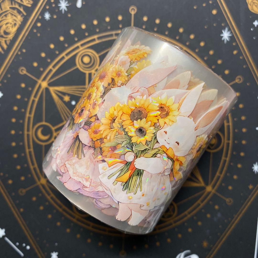 【P】海外　10m巻　貝殻光マスキングテープ　お花系/装飾系/動物系