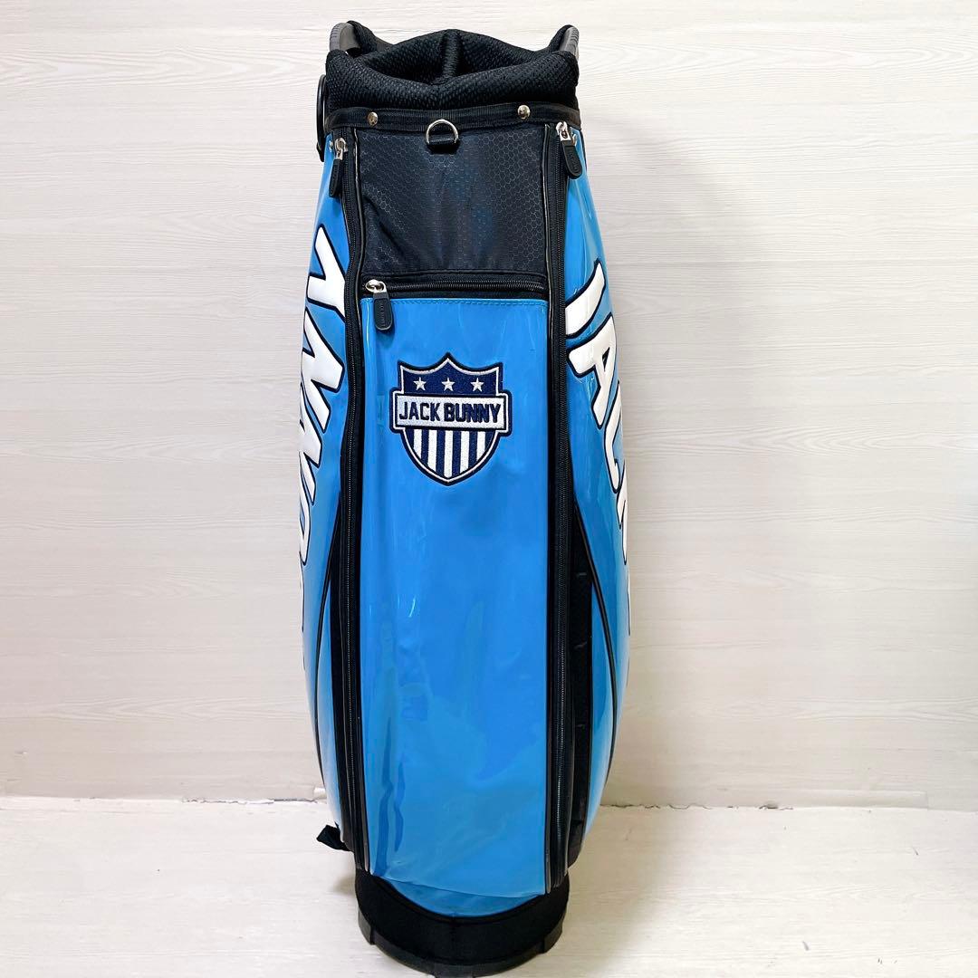 美品 ジャックバニー キャディーバッグ 9型 6分割 ライトブルー エナメル