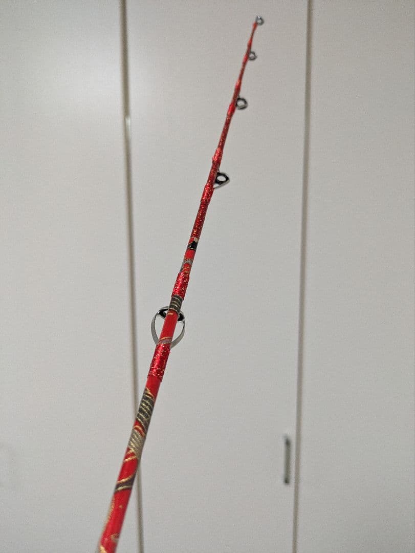 伊勢海老竿　穴釣り　テトラ釣り　布袋竹細め　和紙　　ハンドメイド　スパイラル