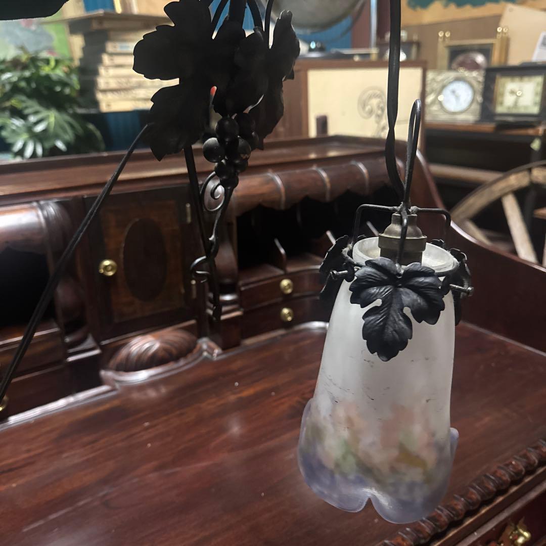 アンティークランプ フラワーモチーフ　ミューラー兄弟　吊り下げライト