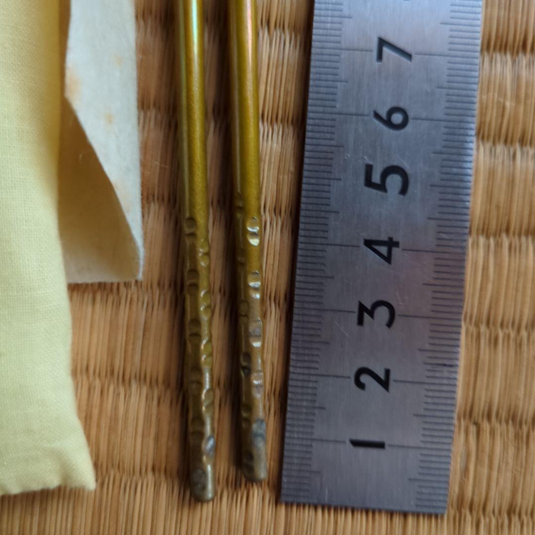 茶道具火箸 付属品あり　烽玉　釜師清右衛門　南鐐松笠頭真鍮火箸