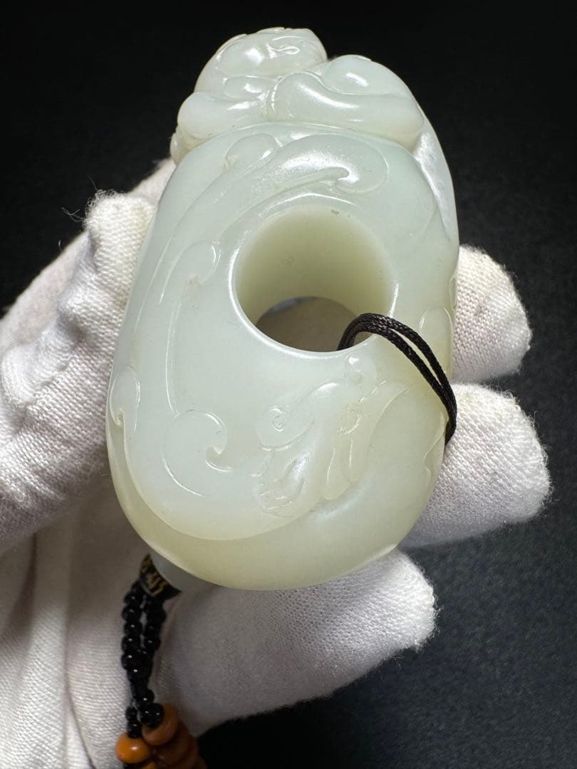 漢時代 和田玉 瑞獣 高古玉 置物 紋彫り件 時代物 中国古美術 骨董旧家蔵出し