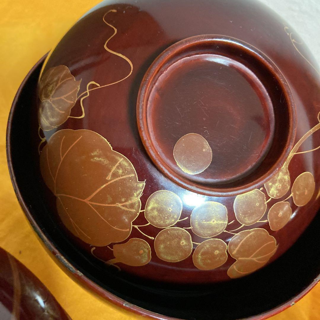 塗り椀　葡萄　螺鈿　10点　古美術　★