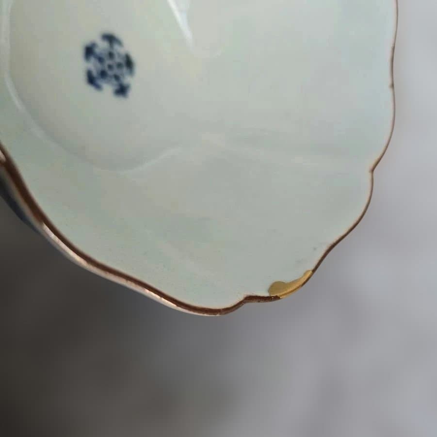 古伊万里　染付　向付　雪輪　芙蓉手　江戸時代　酒器　アンティーク　金継ぎ　金直し