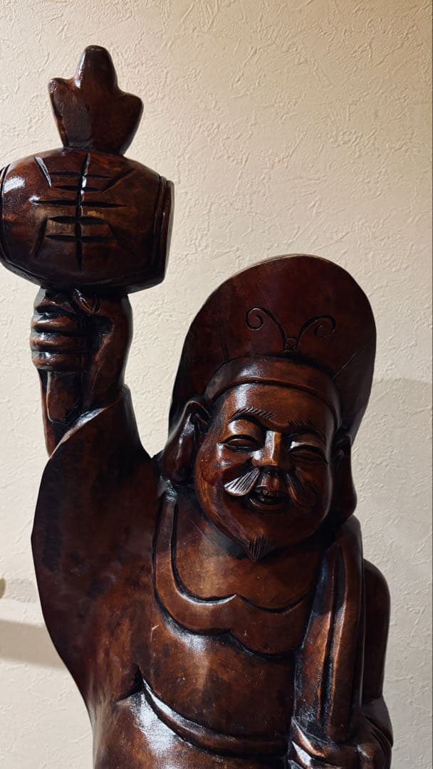 大型　大黒天様 大黒様 木彫り 彫刻 仏像 約92cm 七福神 縁起物　20万也
