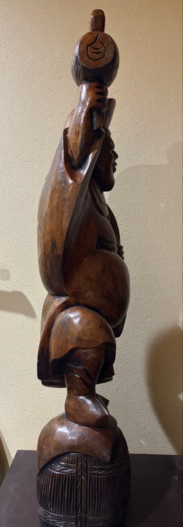 大型　大黒天様 大黒様 木彫り 彫刻 仏像 約92cm 七福神 縁起物　20万也