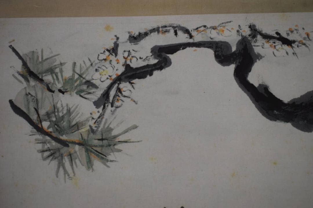 真作/小川千甕/鶏図/双鶏ひよこ図/花鳥図/布袋屋掛軸HJ-154