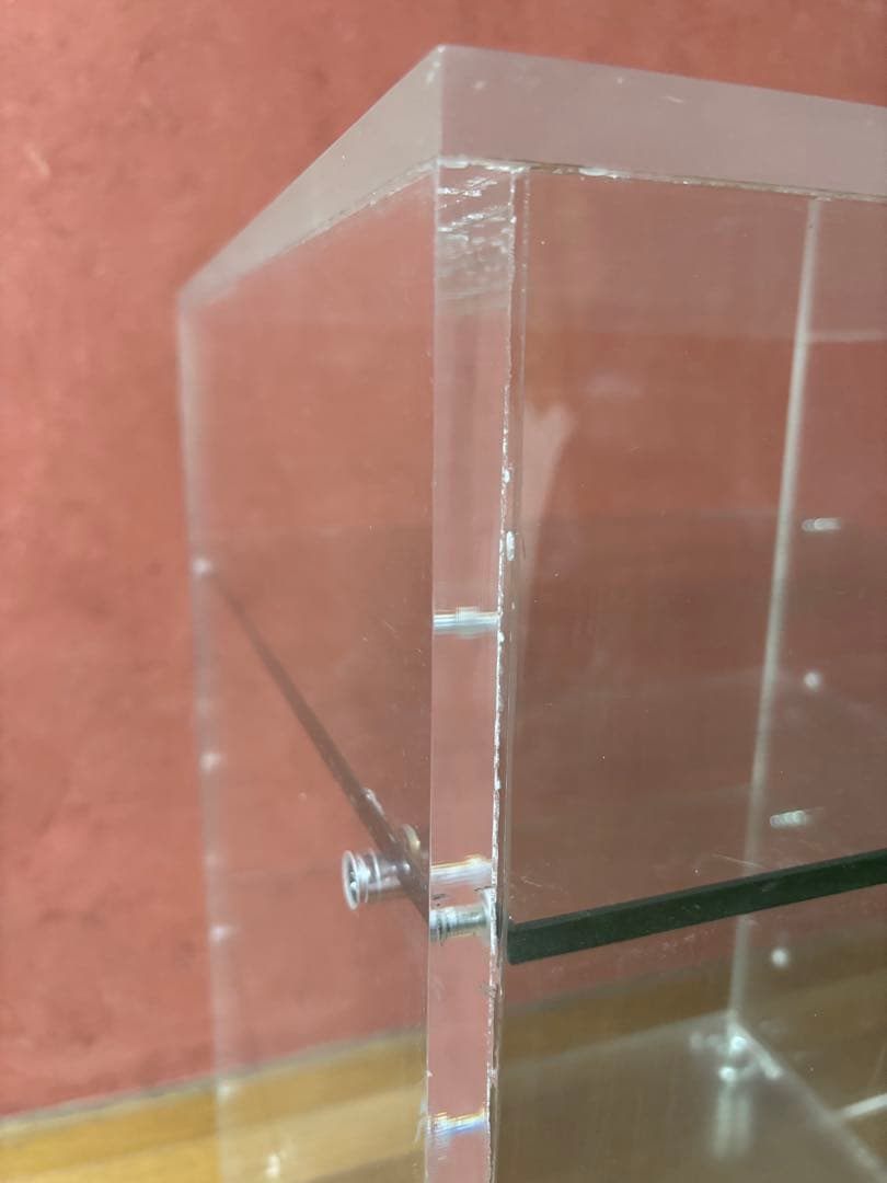 アクリル製　キャスター付き　ショーケース 棚　ガラス棚板2枚付き