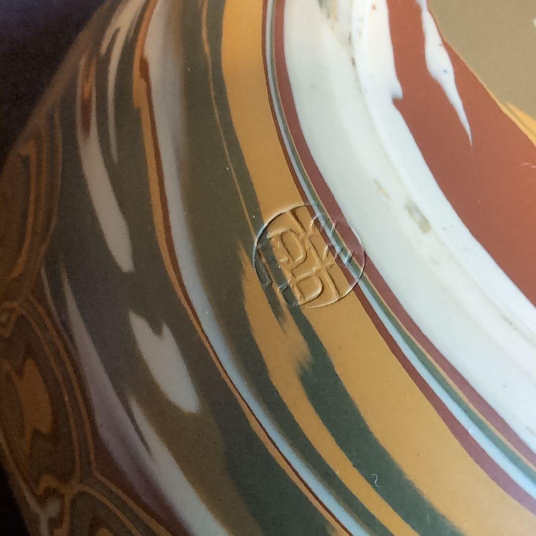 【茶道】建水　練込　常滑焼　銘品　練文様　多色模様の陶器製茶道具