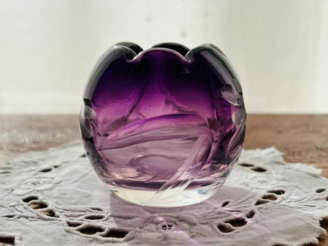 ✨最終出品✨★美品★　モーゼル　アメジストガラス　花瓶　置物　アンティーク