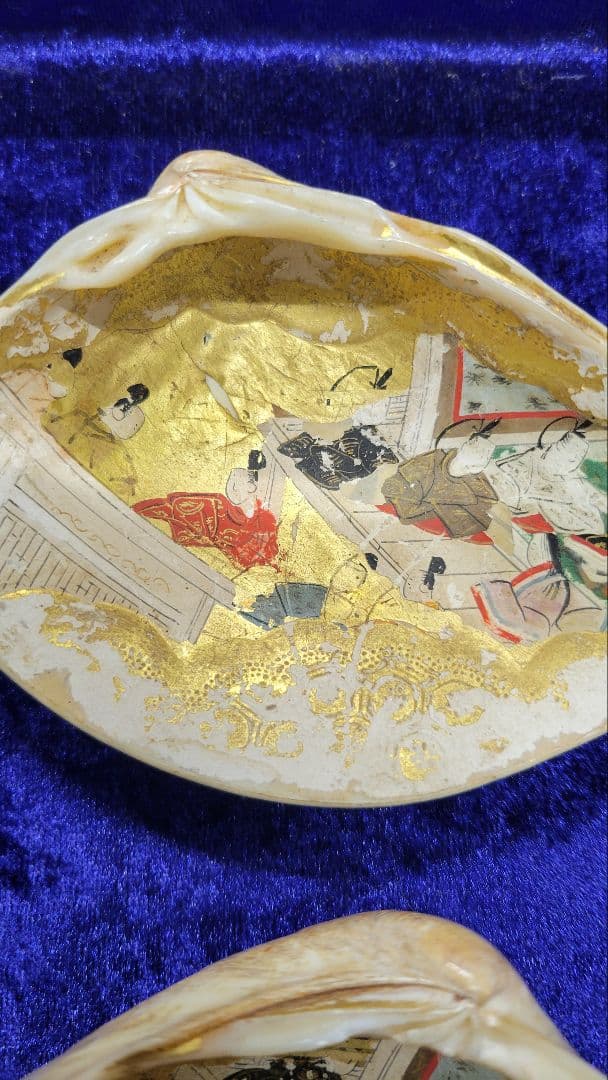 大きめ 江戸時代 貝合わせ 貝合せ 雛人形 蒔絵 ⑧金箔 源氏物語 郷土玩具