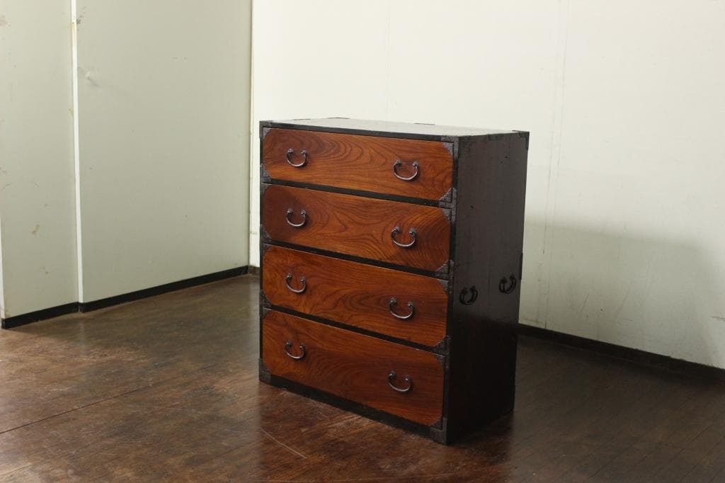 前欅 時代箪笥・引出し四杯！収納/和箪笥/和モダン古民具/和家具/ローチェスト