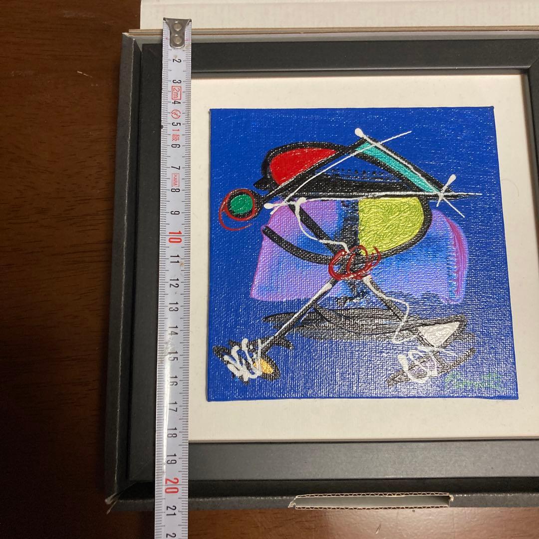 ★アトリエ直購入★ 著名フランスアーティスト キャンバスアート 青 赤