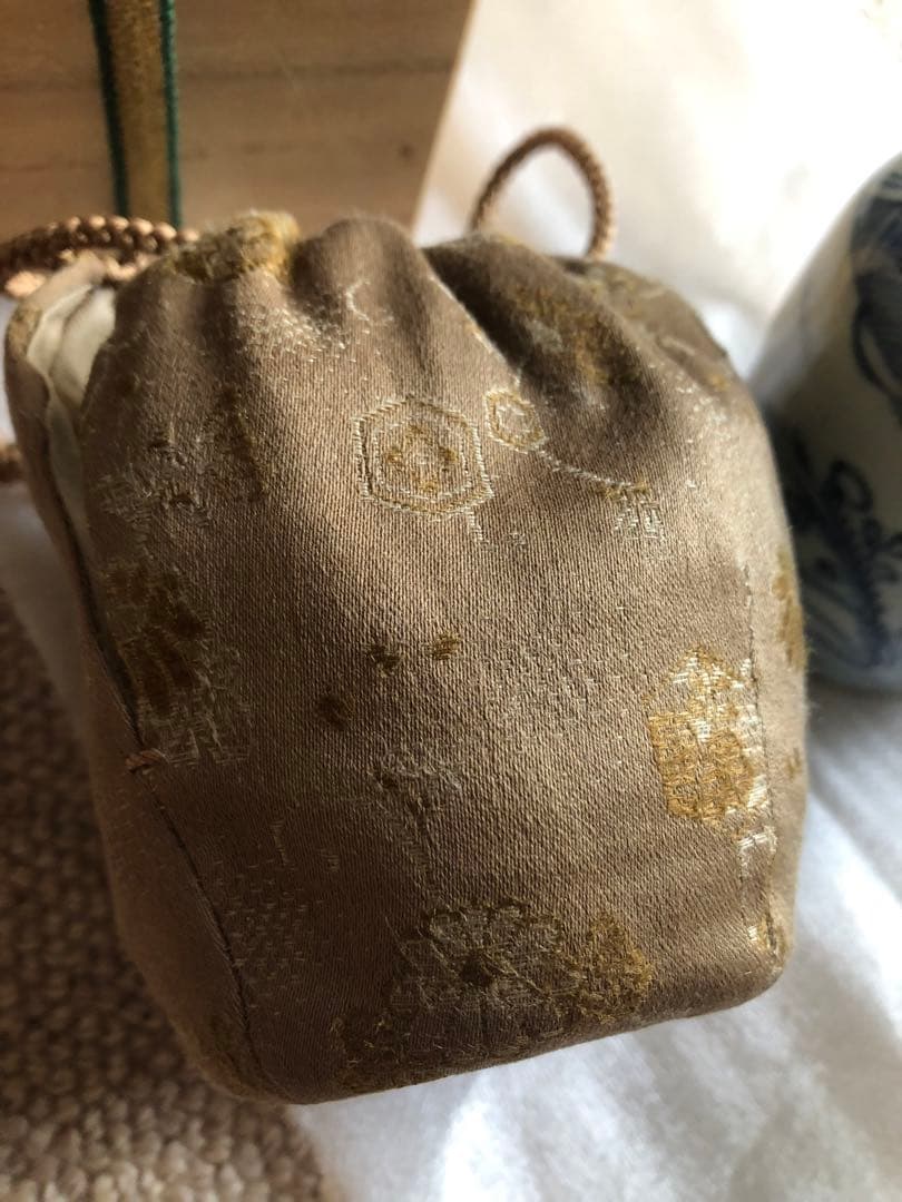 時代　茶入　染付　福康寧寿字紋　木箱入