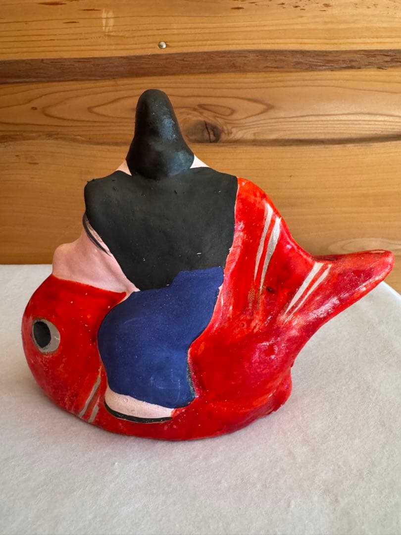 希少 中野土人形 奈良久雄 『鯛乗り恵比寿』郷土玩具 民藝 長野県