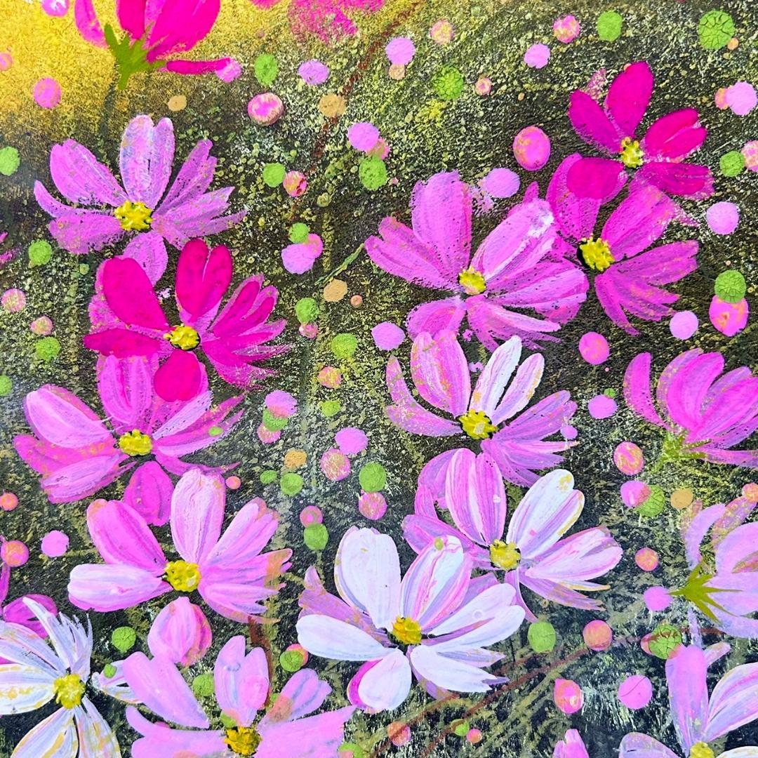 美品 荒木幸史「コスモス」肉筆画 直筆サイン入り 2012年 コスモスの画家