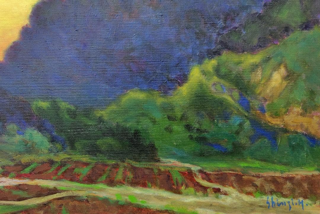 「入相の里」1998 P15 妙義山 油彩画 油絵 絵画 風景画 アート