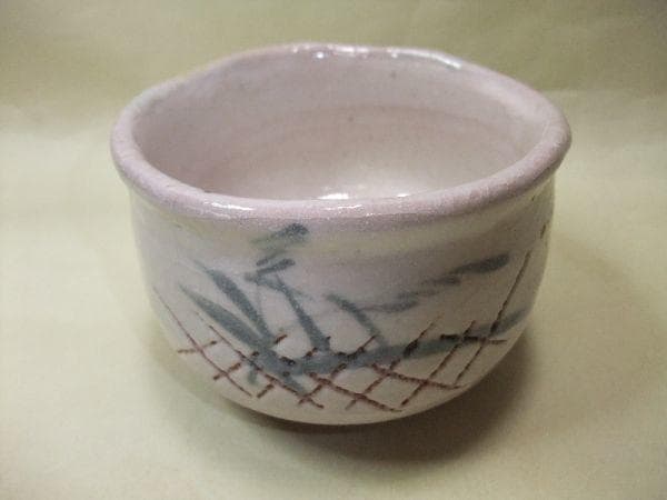 抹茶茶碗 染付 絵 志野 在銘 茶道具