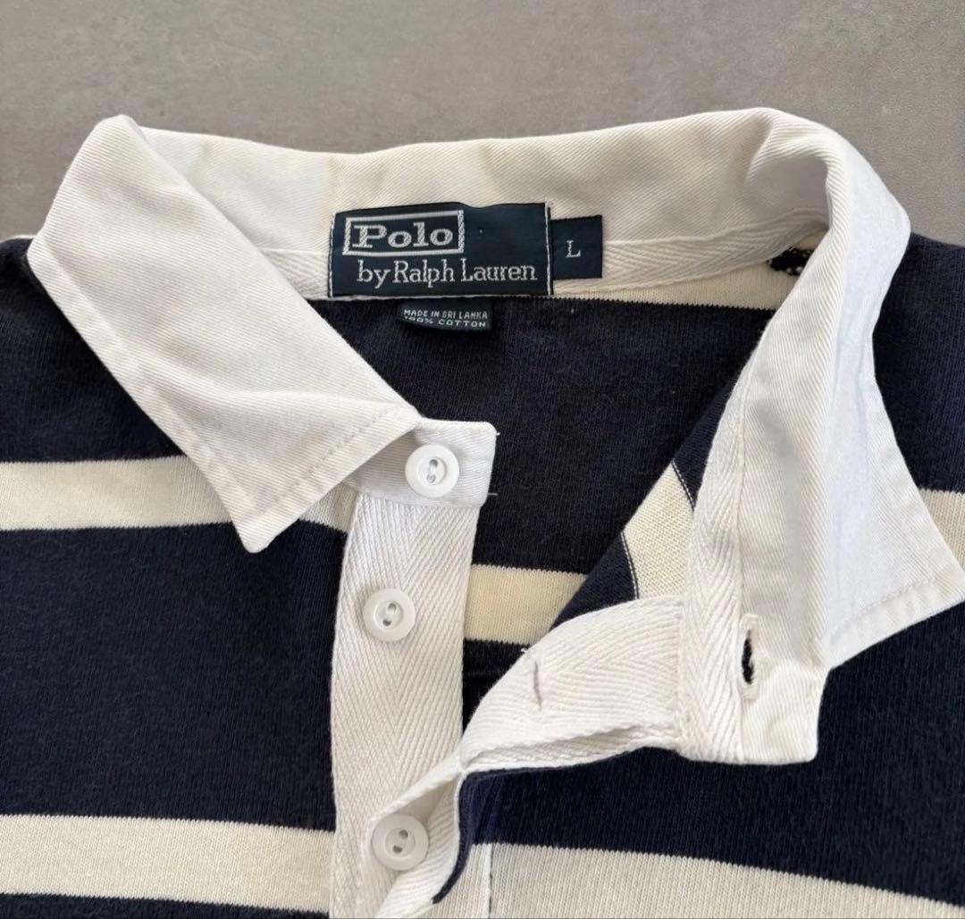 ラルフローレン ネイビー　白　ラガーシャツ　常田