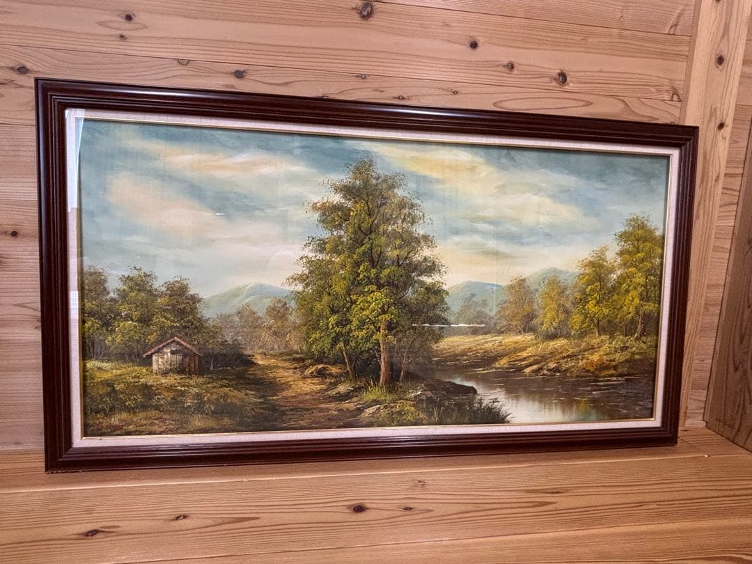 大作　油絵　『小川』　浅井忠？