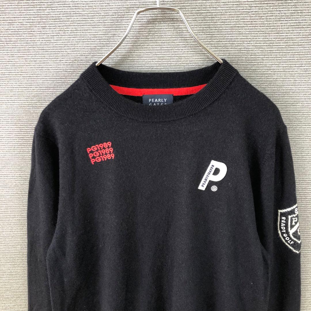 PEARLY GATES ロゴ 長袖ニット 4 ブラック