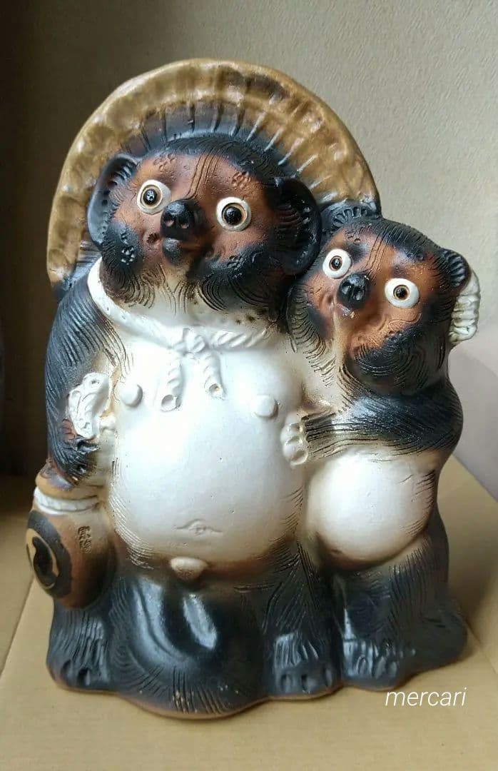 信楽焼 宗陶苑 夫婦たぬき 高さ約32cm