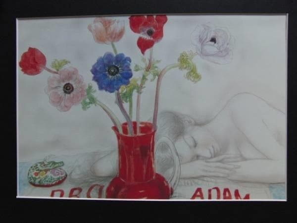 古沢岩美、アネモネ 1988、希少画集画、新品額装付