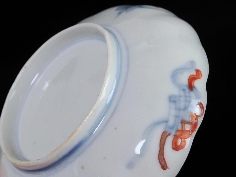 古伊万里　金襴手　鶴に松竹梅の図　４寸皿　２枚　E355AS-CBq