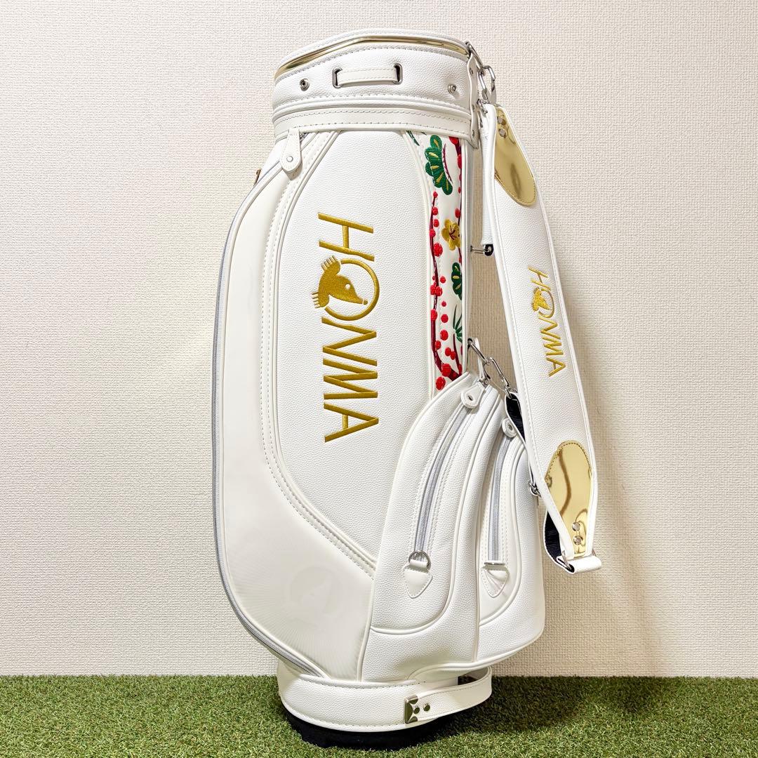 新品｜高級　HONMA ホンマ　会津絵　キャディバッグ　ゴールド　金　刺繍
