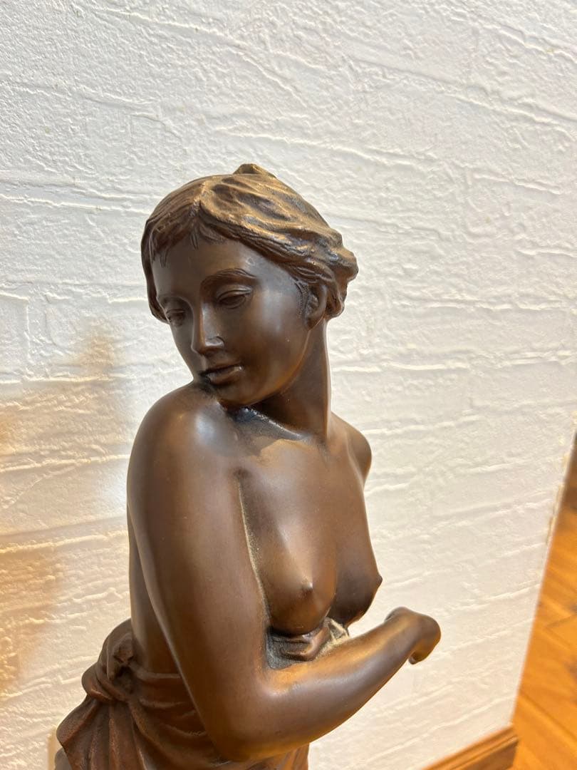 【はじらい】ブロンズ彫刻裸婦像　高岡銅器・竹中正晴作少女銅像/