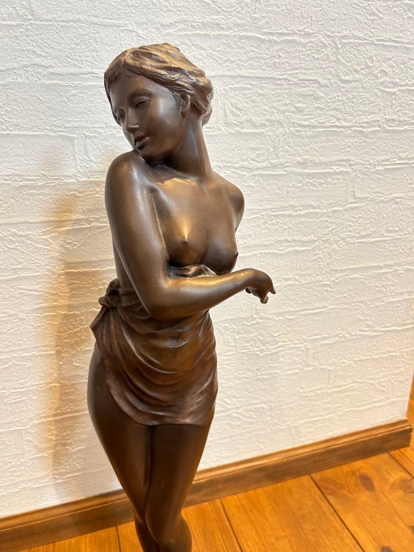 【はじらい】ブロンズ彫刻裸婦像　高岡銅器・竹中正晴作少女銅像/