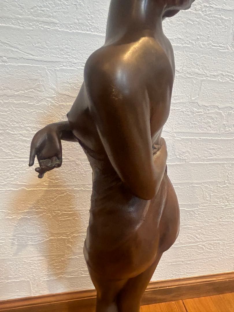 【はじらい】ブロンズ彫刻裸婦像　高岡銅器・竹中正晴作少女銅像/