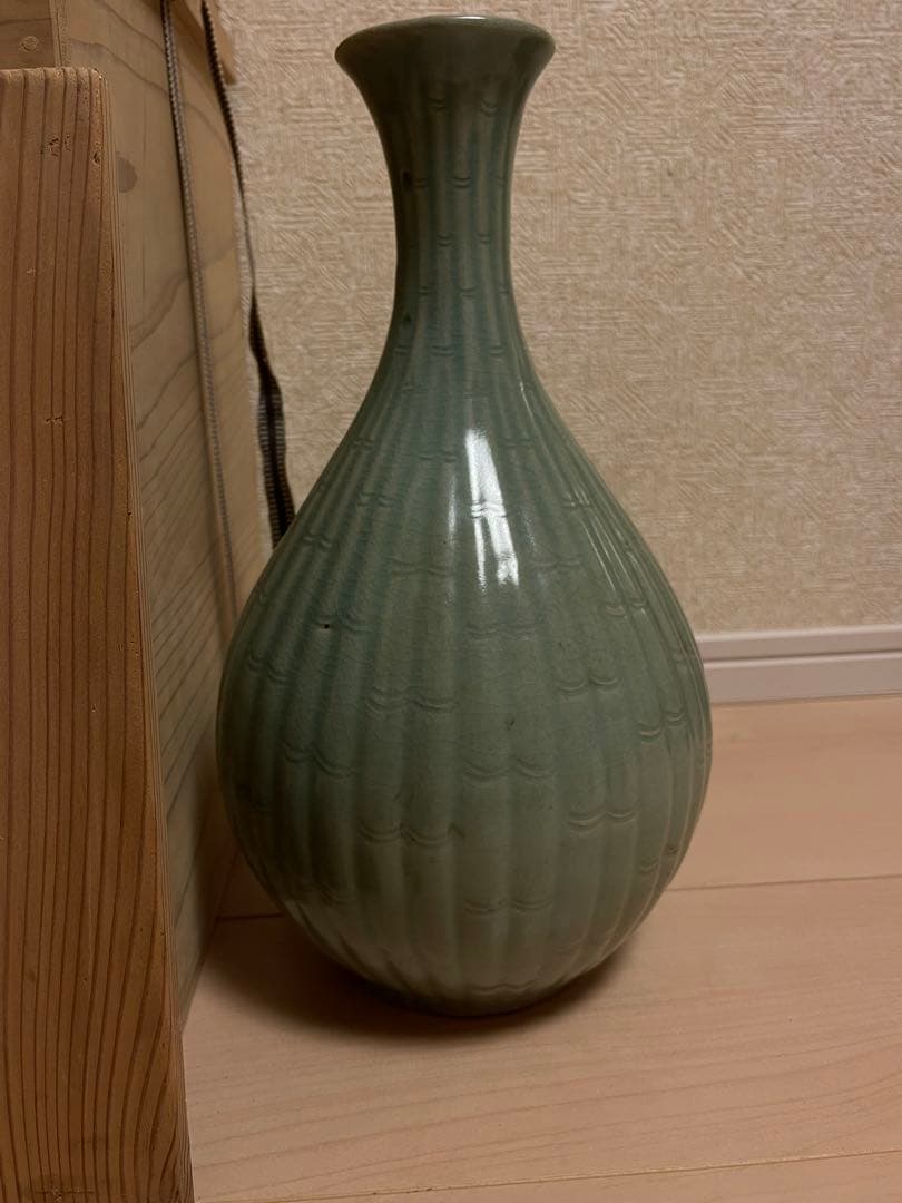 骨董 高麗青磁竹節文瓶