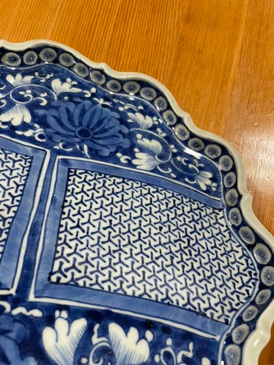 器　【m173 江戸　染付　骨董　平鉢　大明成化年製　時代物　アンティーク　】