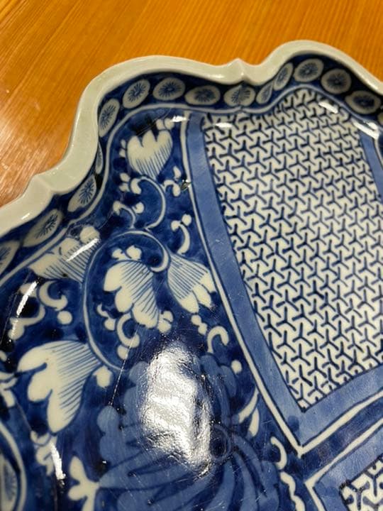 器　【m173 江戸　染付　骨董　平鉢　大明成化年製　時代物　アンティーク　】